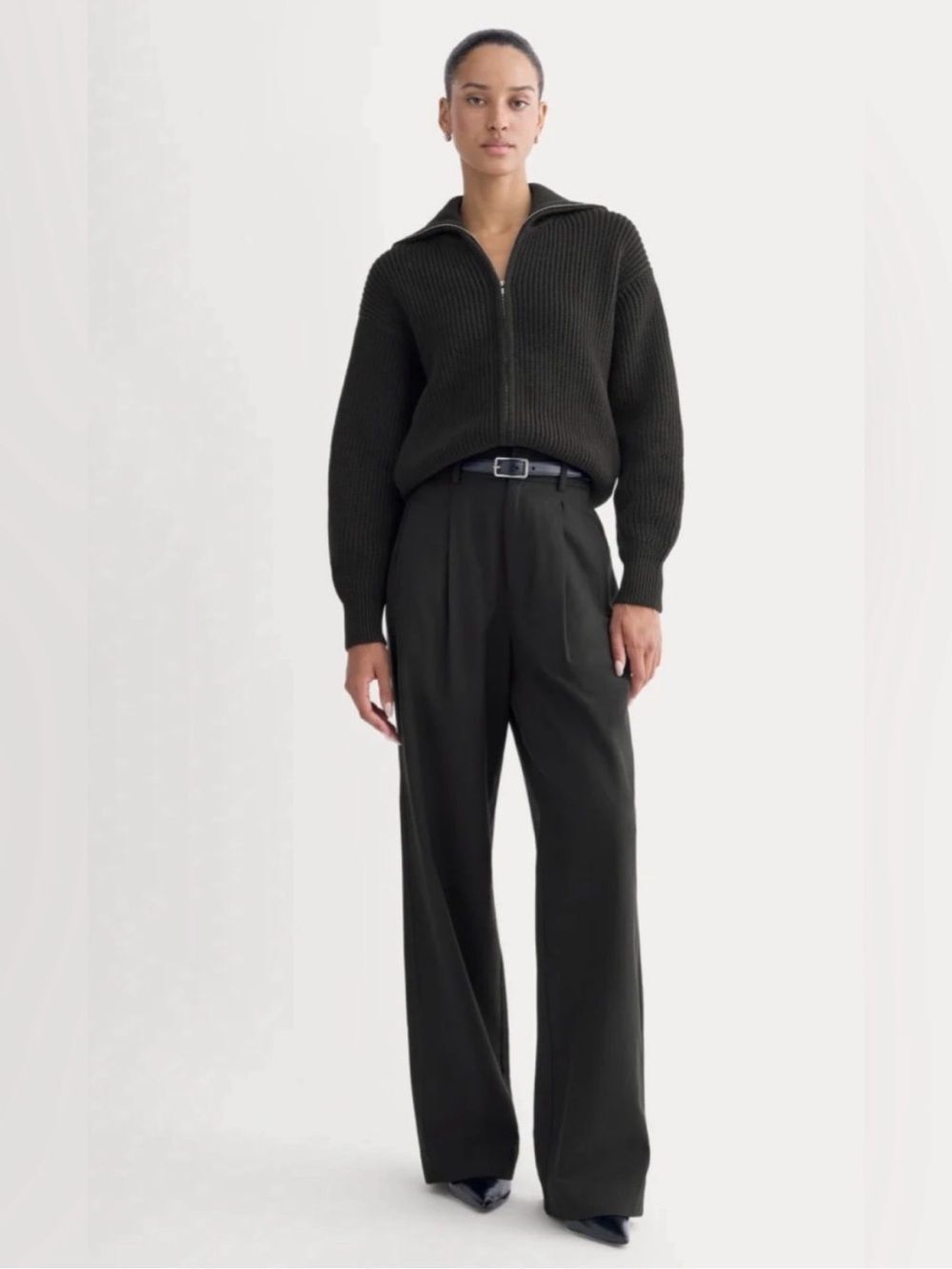 New Everlane THE FULL-ZIP SWEATER IN EVERYDAY COTTON Black Size L - Picture 13 of 13